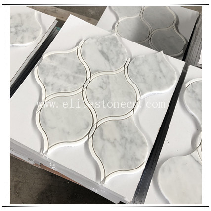 ES-C84 lantern shaped bianco carrara marble mosaic tile for wall